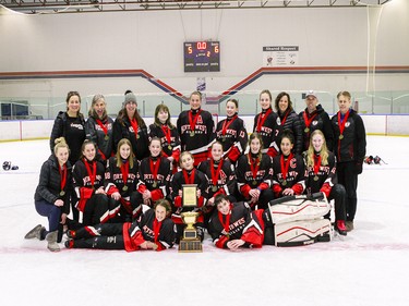 The Calgary Northwest Mayhem were too strong for their opponents, capturing the Esso Golden Ring U14B Division title in the Esso Golden Ring ringette tournament in Calgary on Jan. 19, 2020. hiredgunphoto.ca