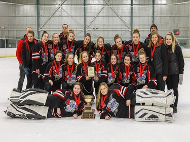 The St. Albert Mission were crowned the champions of the U16AA Division in the Esso Golden Ring ringette tournament in Calgary on Jan. 19, 2020. hiredgunphoto.ca