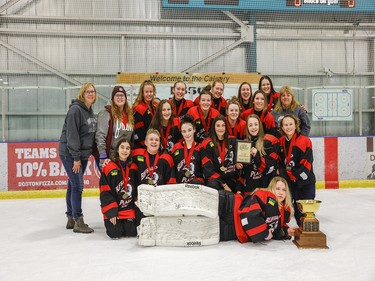 The Buffalo Plains Phantoms rolled over the competition in the U19B Division of the Esso Golden Ring ringette tournament, taking gold in Calgary on Jan. 19, 2020, in Calgary. hiredgunphoto.ca