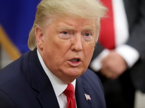 U.S. President Donald Trump speaks to reporters after welcoming Greek Prime Minister Kyriakos Mitsotakis in the Oval Office at the White House in Washington, D.C., Jan. 7, 2020. (REUTERS/Jonathan Ernst)