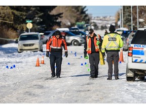 Police are investigating the scene in Bowness where a woman was found in distress and later died on Monday, February 10, 2020. Azin Ghaffari/Postmedia