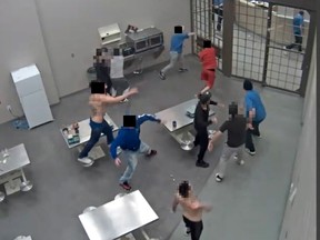 CCTV images showing inmates at Edmonton Institution throwing food at "protected status" inmates, which Canada's correctional investigator alleges was done with staff collusion. The correctional investigator's latest annual report slams the maximum security prison's "dysfunctional" workplace culture, which he says has led to human rights abuses.