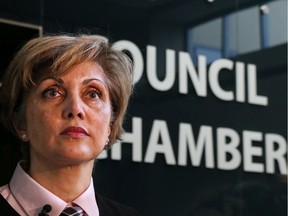 City councillor Jyoti Gondek was photographed outside Calgary City Council chambers on Tuesday, Feb. 11, 2020.