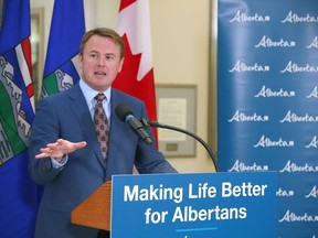 Alberta Health Minister Tyler Shandro speaks at the Peter Lougheed Centre in northeast Calgary on Wednesday, February 19, 2020. The Alberta government has committed $137 million to expand the emergency department and mental health units.