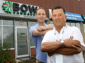 Jamal Ramadan, President and Owner of Bow Cannabis with his son Jim Ramadan, General Manager of the cannabis store in Calgary on Tuesday, August 6, 2019. Darren Makowichuk/Postmedia