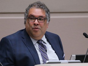 City of Calgary mayor Naheed Nenshi speaks during a council session on Monday, February 3, 2020.