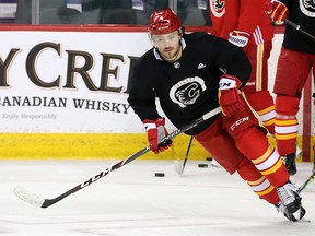 Calgary Flames defenceman Rasmus Andersson was photographed during team practise at the Scotiabank Saddledome on Wednesday, February 5, 2020. The Flames are looking at options after team captain and defenceman Mark Giordano was injured the night before during a game against the San Jose Sharks. Gavin Young/Postmedia