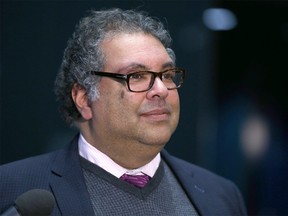 Calgary Mayor Naheed Nenshi speaks to media outside Council Chambers in Calgary on Tuesday, January 7, 2020.