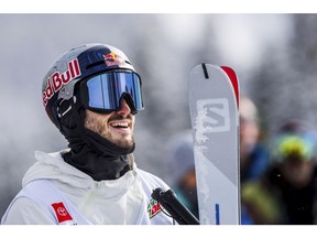 CP-Web.  Noah Bowman reacts to learning his winning score in the men's ski modified superpipe final Sunday, Feb. 9, 2020, at the Winter Dew Tour at Copper Mountain, Colo. (Liz Copan/Summit Daily News via AP) ORG XMIT: COFRI902