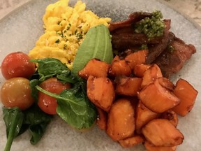 The protein plate from Hawthorn Dining Room & Bar at the Fairmont Palliser.