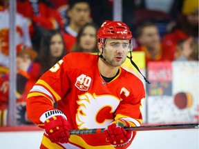 Calgary Flames Mark Giordano is back on the ice after suffering a hamstring injury.