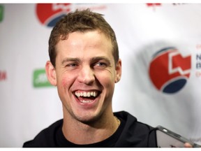 Canadian tennis star, Vasek Pospisil meets the press during the 2020 Calgary National Bank Challenger at the OSTEN & VICTOR Alberta Tennis Centre in Calgary on Tuesday. Photo by Darren Makowichuk/Postmedia.