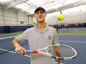 Canadian tennis player Brayden Schnur after his practice during the 2020 Calgary National Bank Challenger at the OSTEN & VICTOR Alberta Tennis Centre in Calgary on Wednesday, February 26, 2020. Darren Makowichuk/Postmedia