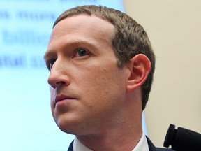 Facebook chairman and CEO Mark Zuckerberg testifies at a House Financial Services Committee hearing in Washington, D.C., Oct. 23, 2019.