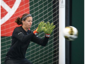 Team Canada women's soccer goalkeeper Steph Labbe works out at the Macron Performance Centre in Calgary Wednesday, February 26, 2020. Jim Wells/Postmedia