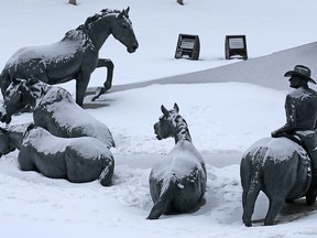 The By the Banks of the Bow statue at Stampede Park was photographed on Wednesday, March 18, 2020. Gavin Young/Postmedia