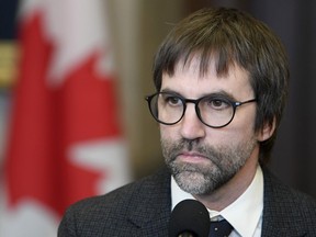 Minister of Canadian Heritage Steven Guilbeault speaks with the media in the Foyer of the House of Commons in Ottawa on Feb. 3, 2020.