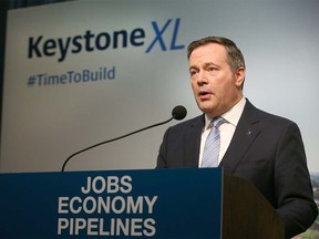 Alberta Premier Jason Kenney speaks in Calgary on Tuesday, March 31, 2020 about the the plan to kick-start construction on the Keystone XL pipeline. Jim Wells/Postmedia