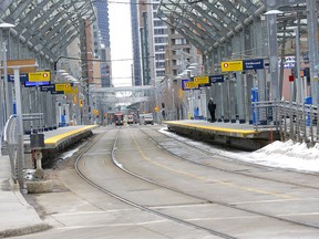 A near empty C-Train station downtown due to COVID19 in Calgary on Tuesday, March 24, 2020. Darren Makowichuk/Postmedia