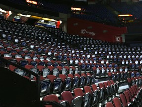 Inside the Scotiabank Saddledome as the NHL has stop play due to the Corona virus in Calgary on Thursday, March 12, 2020. Darren Makowichuk/Postmedia