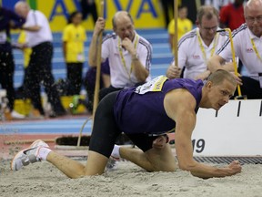 Christian Olsson of Sweden in action in the Mens Triple Jump final during the AVIVA Grand Prix at the NIA on February 19, 2011 in Birmingham, England. (Stu Forster/Getty Images)