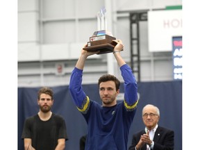 Arthur Rinderknech from France was the Singles Final champion during the 2020 Calgary National Bank Challenger at the OSTEN & VICTOR Alberta Tennis Centre in Calgary on Sunday, March 1, 2020. Darren Makowichuk/Postmedia