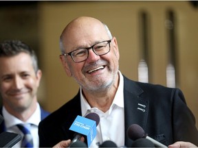 Ken King. Vice-Chairman CSEC speaks to media as council voted for a new arena in Calgary on Tuesday, July 30, 2019. Darren Makowichuk/Postmedia