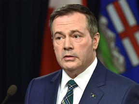 Premier Jason Kenney declares a state of public health emergency during a news conference at the Alberta Legislature in Edmonton, March 17, 2020. Ed Kaiser/Postmedia