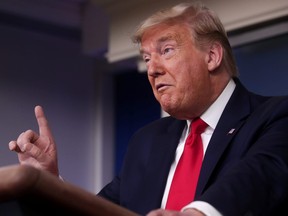 U.S. President Donald Trump addresses the coronavirus task force daily briefing at the White House in Washington, March 26, 2020. (REUTERS/Jonathan Ernst)