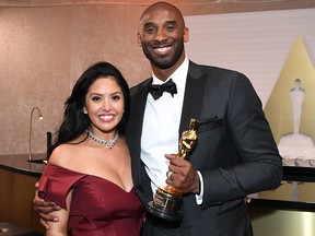 In this file photo taken on March 4, 2018, Kobe Bryant and his wife Vanessa Laine Bryant attend the 90th Annual Academy Awards Governors Ball at the Hollywood & Highland Center in Hollywood, Calif.