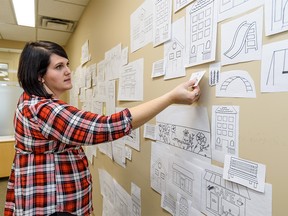 Annastasia Sommer-Stevens, volunteer services manager at Calgary Seniors' Resource Society, works on a project called Igniting Neighbours for Kind Communities, which aims to reach isolated seniors by increasing community engagement in Calgary on Wednesday, November 6, 2019. Azin Ghaffari/Postmedia Calgary