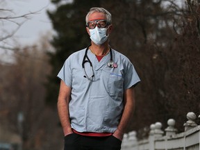 Calgary ER physician Dr. Joe Vipond is on the front lines of Calgary's effort dealing with the COVID-19 pandemic. He was photographed on Tuesday, April 7, 2020. Gavin Young/Postmedia