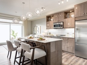 The kitchen in the Findlay show suite at Auburn Rise by Logel Homes in Auburn Bay. Courtesy, Logel Homes