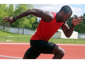 Calgary sprinter Sam Effah has been forced to adjust his training in preparation for an extra year before the start of the summer Olympics. Postmedia file photo.