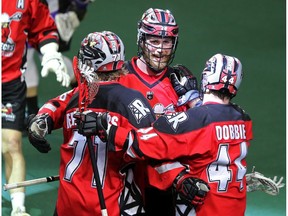 The Calgary Roughnecks Dane Dobbie lines up for a shot against the San Diego Seals during National Lacrosse League action in Calgary on Saturday, February 29, 2020.  Gavin Young/Postmedia