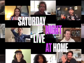 A screenshot of the SNL At Home promo.