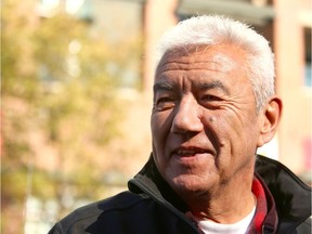 Tom Jackson, Musician, Actor, Philanthropist, DOAP volunteer smiles as he speaks to media outside Alpha House in downtown Calgary on Tuesday, October 1, 2019. Jackson volunteers with the Downtown Outreach Addictions Partnership which assists vulnerable individuals in the community to get to a safe place and is a program of the Calgary Alpha House and it is designed to support emergency services such as police officers and Emergency Medical Services. Jim Wells/Postmedia