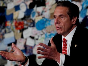 New York Governor Andrew Cuomo speaks at a daily briefing during the outbreak of the coronavirus disease (COVID-19) at the State Capitol in Albany, New York, April 29, 2020.