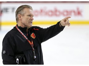 Calgary Flames interim head coach Geoff Ward is pictured during  practice on Jan. 27, 2020. Gavin Young/Postmedia