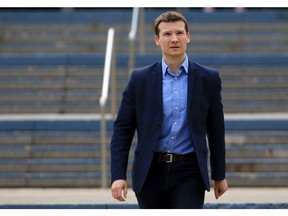 Ward 11 councillor Jeromy Farkas talks with media in Calgary on Thursday, May 7, 2020.