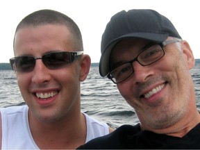 Scott Oake, left, with his son Bruce, who died in 2011 after an accidental heroin poisoning.