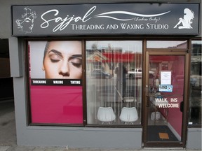 Sajjal Threading & Waxing Studio Inc. located at 100 Ð 1235 17 Ave. SW. Saturday, May 30, 2020.