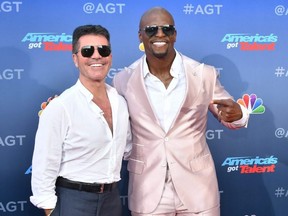 Simon Cowell and Terry Crews attend the "America's Got Talent" Season 15 kickoff at Pasadena Civic Auditorium in Pasadena, Calif., on March 4, 2020.