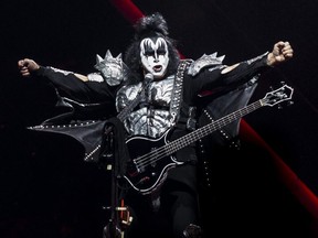 Gene Simmons of KISS performs during their End Of The Road World Tour at Canadian Tire Centre in Ottawa on April 3, 2019.