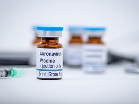 Illustrative vial of coronavirus vaccine.