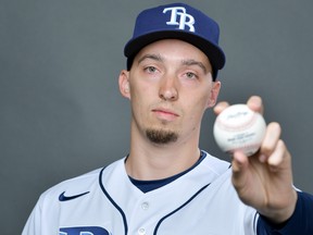 Blake Snell of the Tampa Bay Rays poses for picture day on Feb. 17, 2020 in Port Charlotte, Fla.