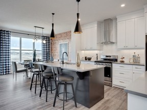 The Kennedy II showhome kitchen in the community of Carrington By Trico Homes