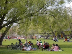 Riley Park was a popular draw over the long weekend in Calgary on May 18, 2020.