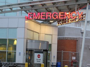 The Rockyview General Hospital's emergency entrance as Calgary endures the COVID-19 pandemic. Tuesday, April 7, 2020.