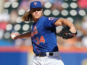 Noah Syndergaard of the New York Mets pitches in the first inning against the Atlanta Bravesat Citi Field on Sept. 29, 2019, in New York City.